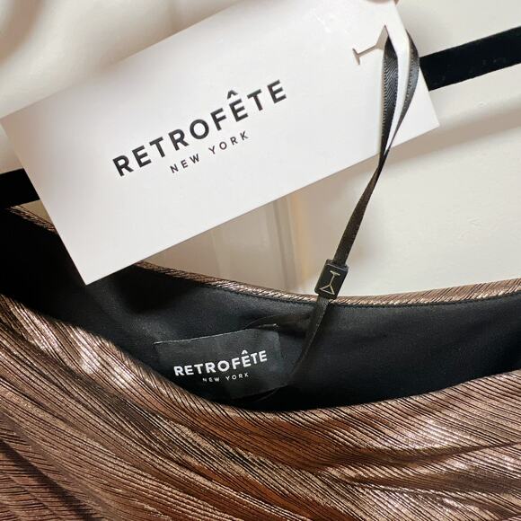 Retrofete Lysandra One Shoulder Metallic Bronze Dress XS - Picture 5 of 6